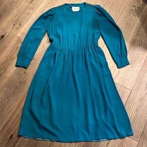 FERRALI BY PHILLIPE teal vintage midi dress, size 7/8